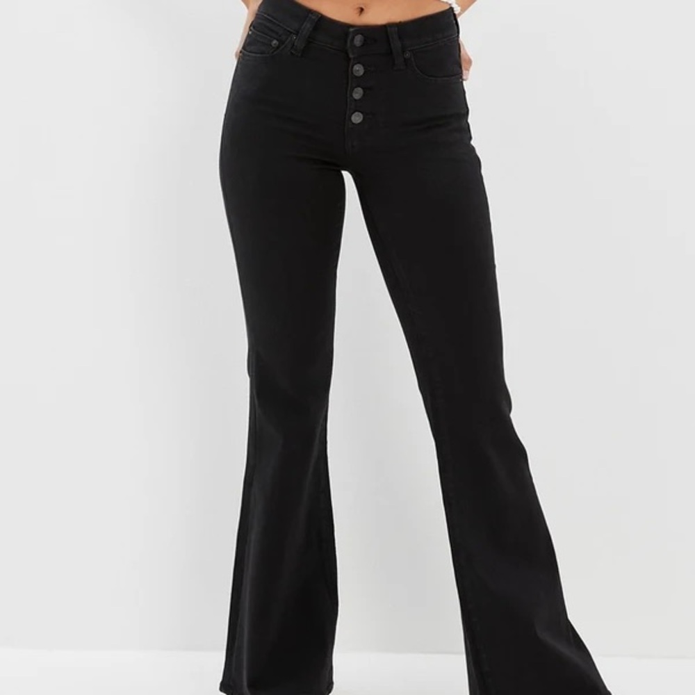 High-Waisted Black Flare Jeans